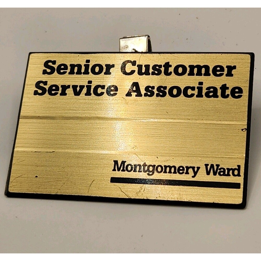 Vtg Montgomery Ward Senior Customer Service Associate Employee Name Badge Clipon